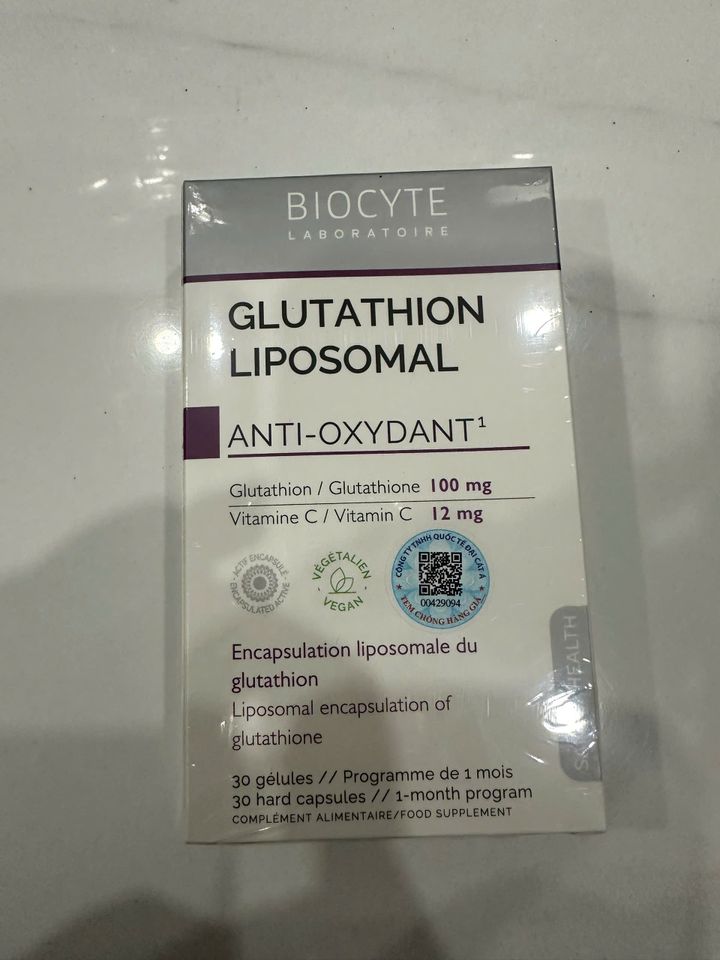 [Nhập khẩu] Glutathion Liposomal viên uống hỗ trợ trắng da, chống oxy hóa - Biocyte Pháp 