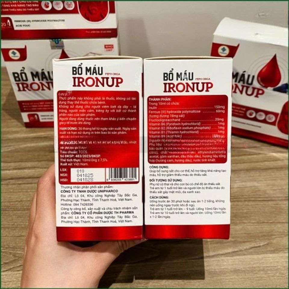 1 HỘP BỔ MÁU IRONUP FEFO ORGA - HỖ TRỢ BỔ SUNG SẮT CHO CƠ THẾ, TĂNG KHẢ NĂNG TẠO MÁU, GIẢM THIẾU MÁU DO THIẾU SẮT - HỘP 20 ỐNG X 10ML