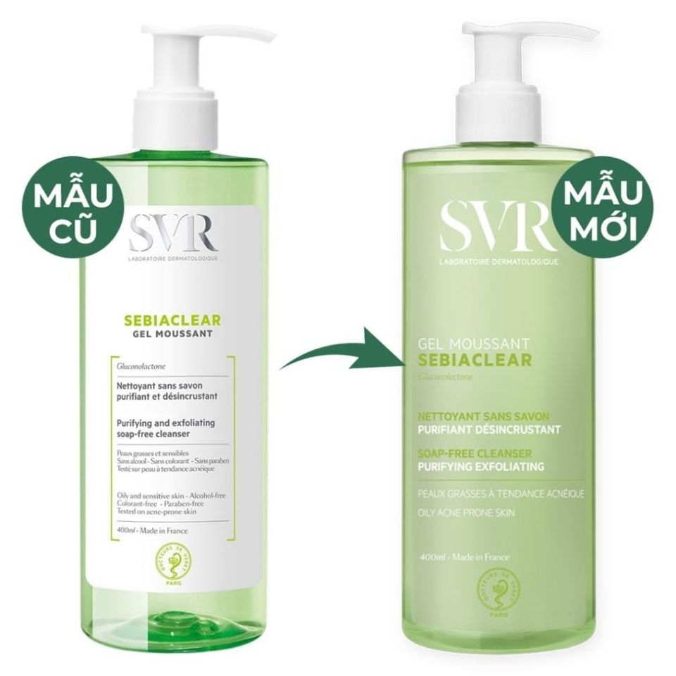 Sữa rửa mặt dạng gel cho da dầu mụn SVR Sebiaclear Gel Moussant 55ml/ 200ml/ 400ml  [NHẬP KHẨU CHÍNH HÃNG 100%]