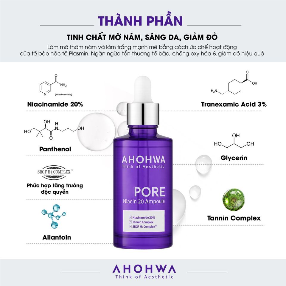 Tinh Chất Dưỡng Sáng, Thu Nhỏ Lỗ Chân Lông Ahohwa Pore Niacinamide 20% 30ml