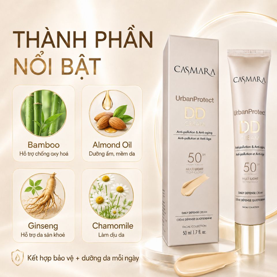 Casmara UrbanProtect DD Cream SPF50 50ml - Kem chống nắng nâng tông, che phủ mỏng nhẹ