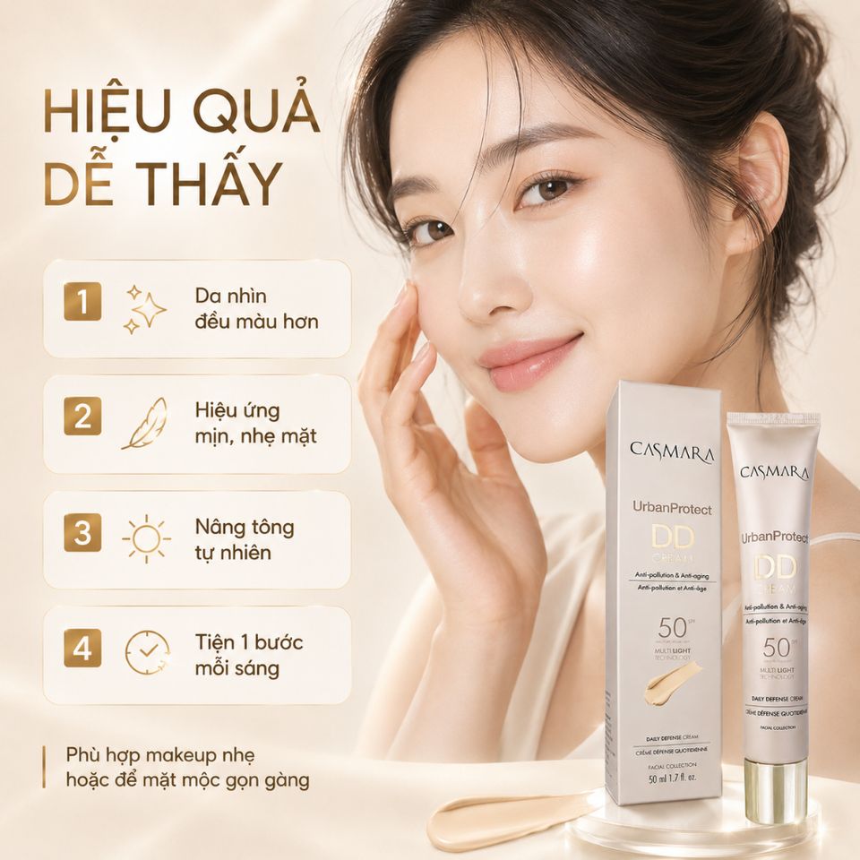 Casmara UrbanProtect DD Cream SPF50 50ml - Kem chống nắng nâng tông, che phủ mỏng nhẹ