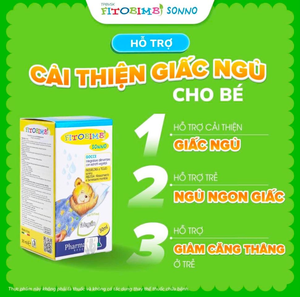 Siro hỗ trợ ngủ ngon cho bé Fitobimbi Sonno - Chiết xuất tháo dược tự nhiên, giảm khó ngủ và căng thẳng, dung tích 30ml 755265