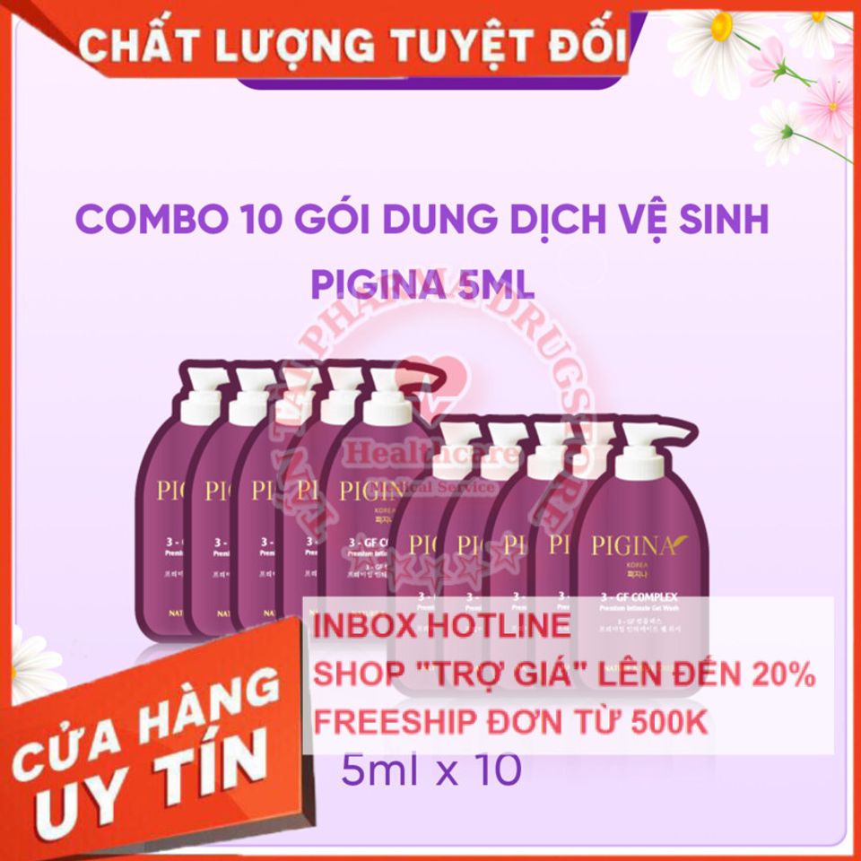 ✅[CHÍNH HÃNG, CHO KIỂM HÀNG] Combo 10 Gói gel Dung dịch vệ sinh Pigina 5ml - Pigina Lacto Intimate Wash