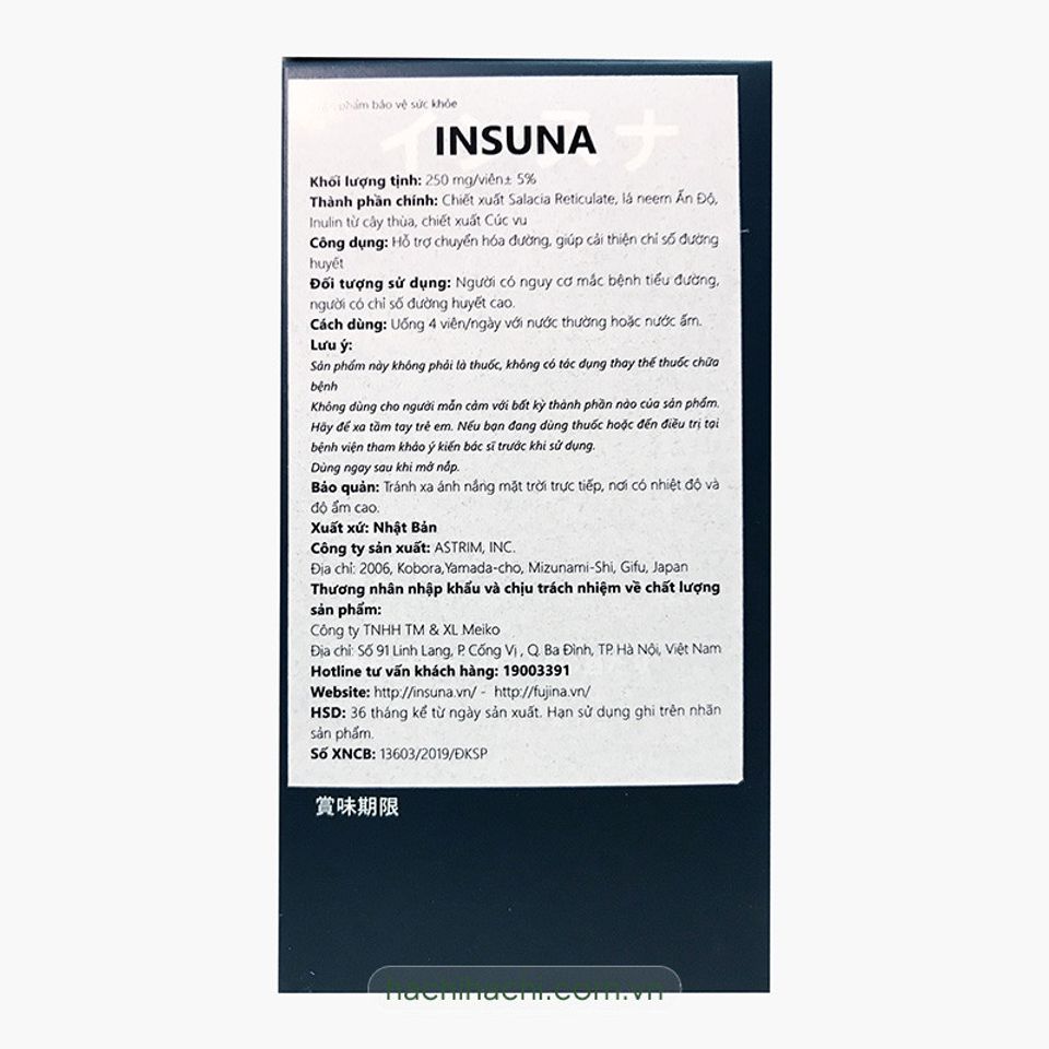 ✅[CHÍNH HÃNG, CHO KIỂM HÀNG] INSUNA viên uống  Hỗ Trợ Ổn Định Đường Huyết,  Hộp/ 120 Viên.