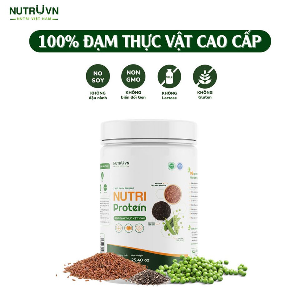 ✅[CHÍNH HÃNG, CHO KIỂM HÀNG] Bột đạm thực vật Nutri Protein hỗ trợ cơ bắp, tăng sức đề kháng, tim mạch (Hũ 720g)