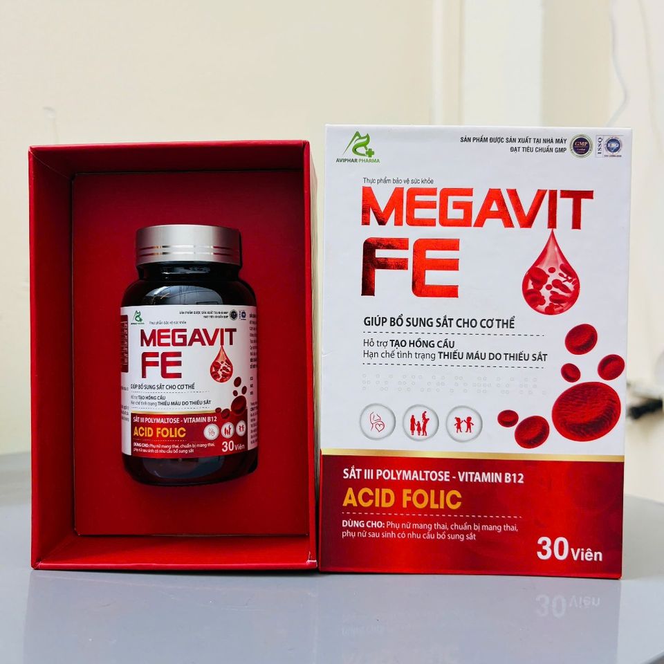 Viên Sắt bổ máu MEGAVIT FE - Sắt hữu cơ, Folic bổ sung Inulin không gây nóng cao cấp