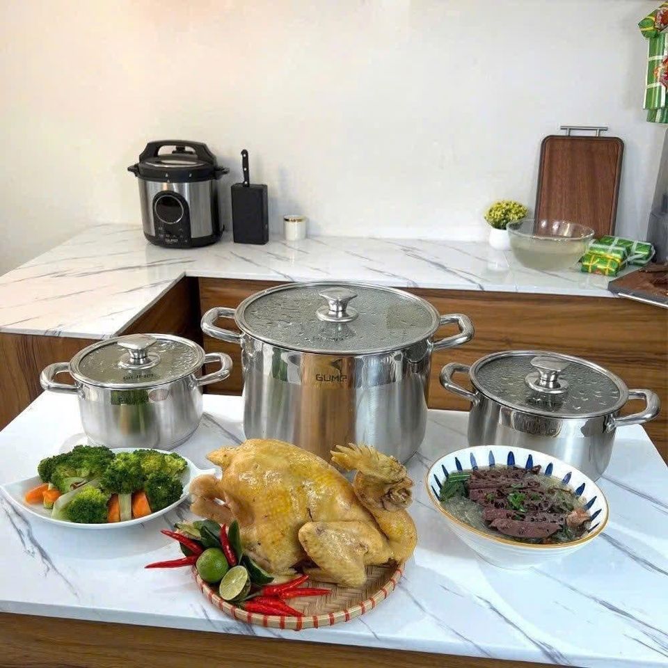 BỘ NỒI 3 MÓN LUỘC GÀ GUME 18-20-28cm GMP19