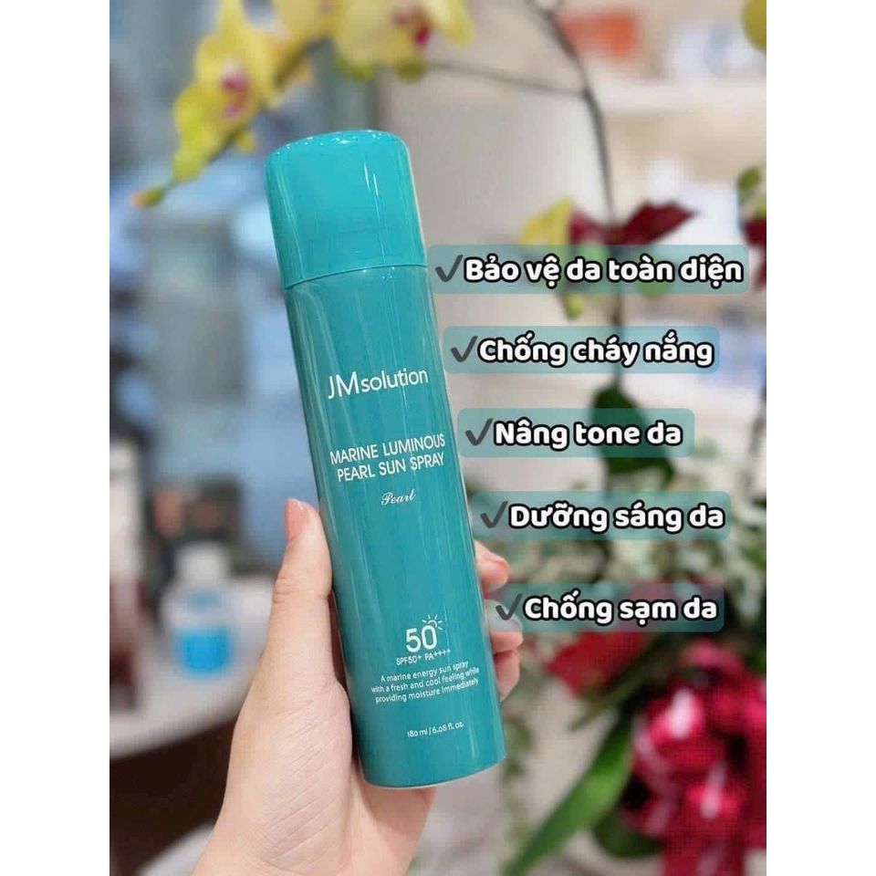 Xịt chống nắng Body JM Solution Marine Luminous Pearl Sun Spray SPF50+PA++++180ml Bản màu xanh Marine Pearl