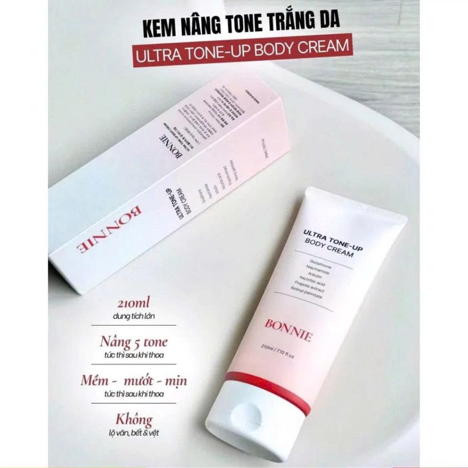 Kem Body Nâng Tone Bonnie Ultra Tone-Up Body Cream Dưỡng Trắng Chuyên Sâu & Chống Nắng 210ml