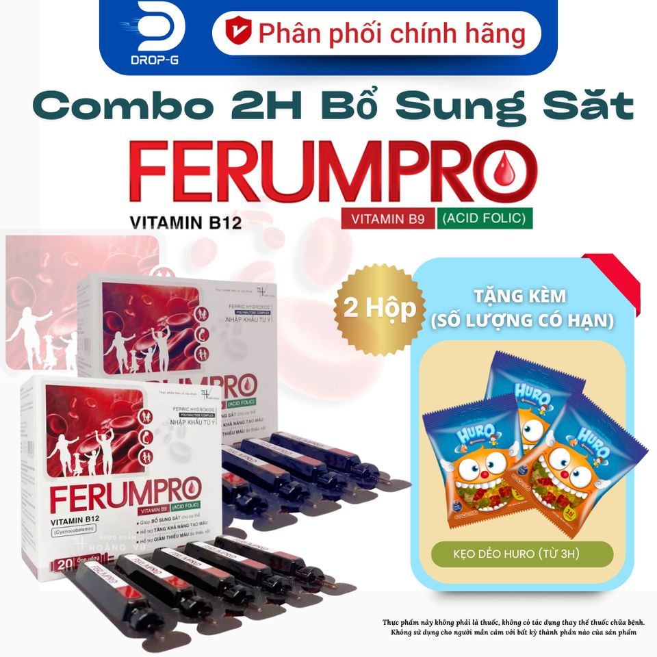 (Chính Hãng) COMBO 2H Hỗ trợ bổ sung sắt hữu cơ [2H TPBVSK Ferum Pro ...