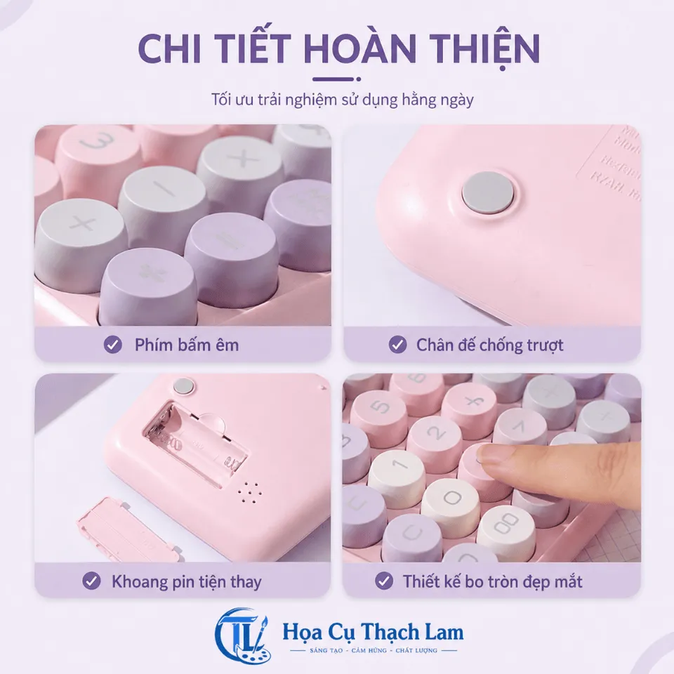Máy Tính Sắc Màu 12 Số Màu Pastel Phím Tròn Có Pin AAA Cho Học Sinh Văn ...