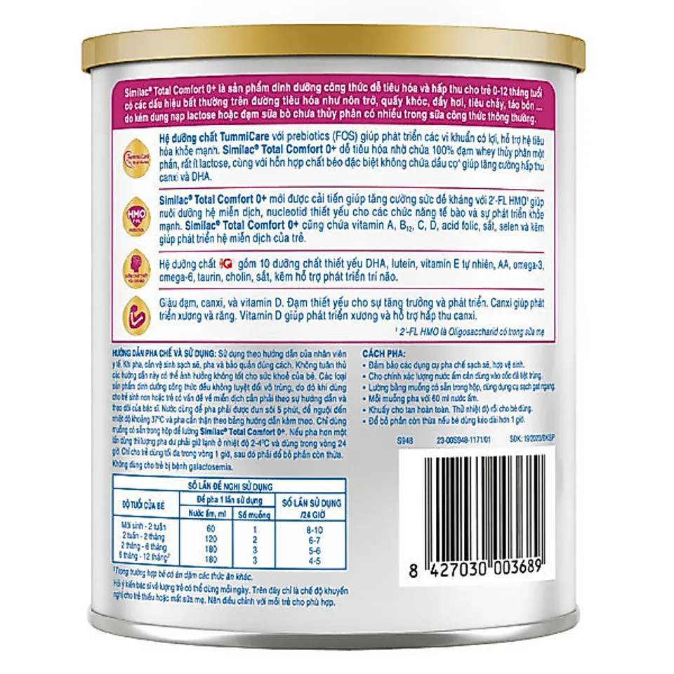Combo 10 Lon Sữa bột Similac Total Comfort số 0+ lon 360g