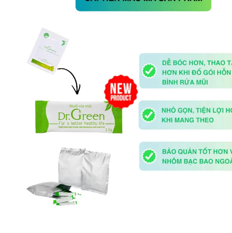 Combo 4 Hộp Muối Biển Nha Đam Dr.Green Chính Hãng - hộp 30 gói, sử dụng ...