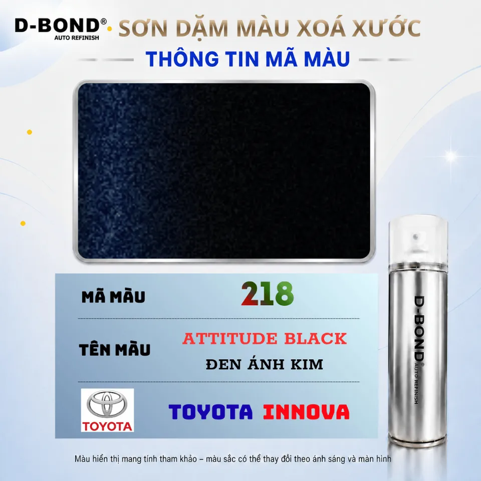 218 - ATTITUDE BLACK cho xe TOYOTA INNOVA màu ĐEN ÁNH KIM - Sơn xịt dặm ...