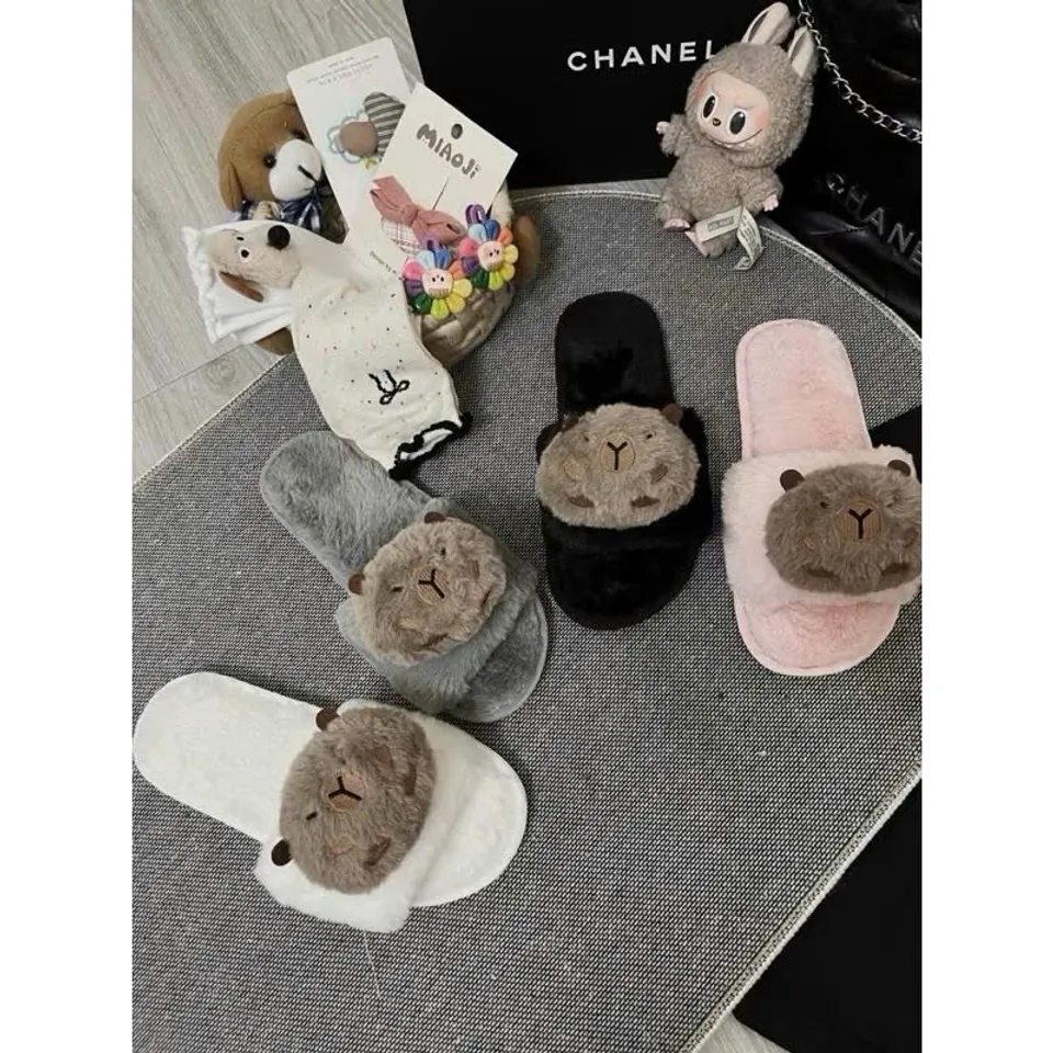 DÉP LÔNG CAPYBARA PARA TRÒN SIÊU CUTE – DÉP ĐI TRONG NHÀ ÊM CHÂN