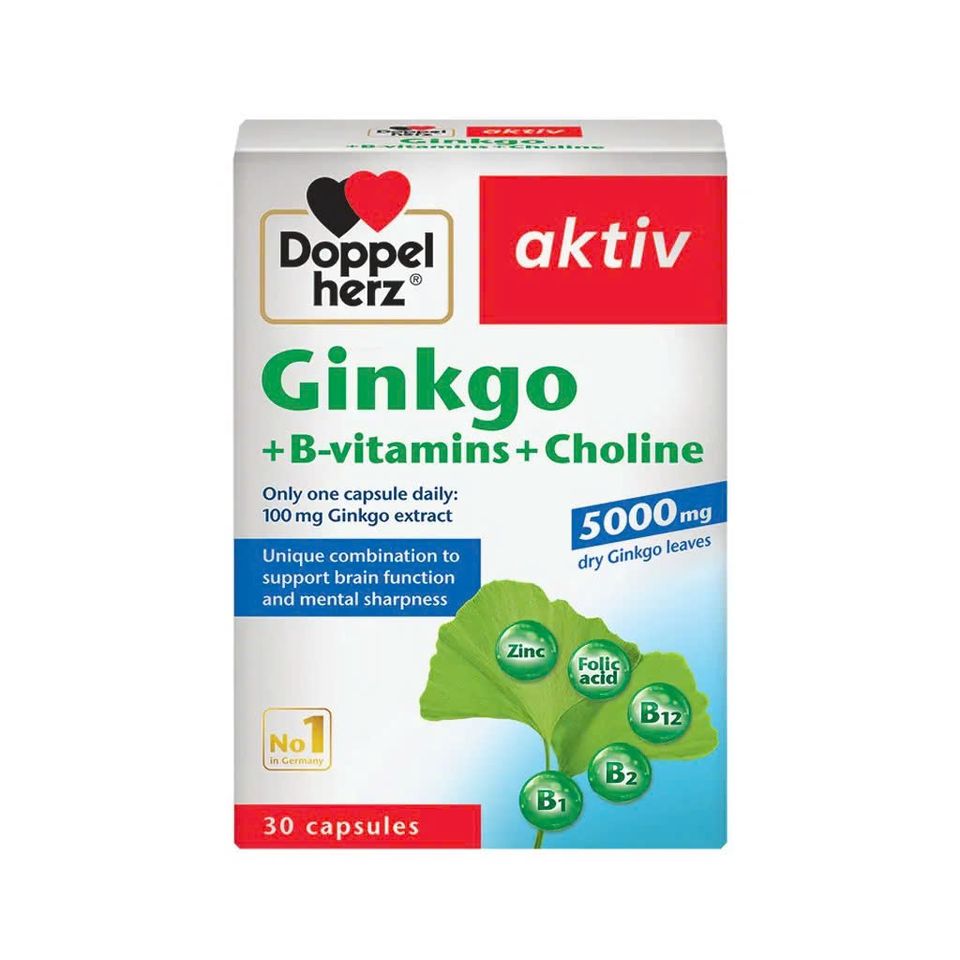 Viên uống Doppelherz Ginkgo + B-vitamins + Choline - Hỗ trợ trí nhớ và tăng cường tuần hoàn não bộ - 30 viên nhập khẩu từ Đức