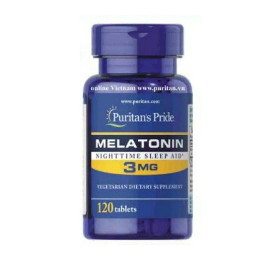 Viên uống hỗ trợ giấc ngủ Puritan's Pride Nighttime Sleep Aid 3mg - 60 viên cải thiện giấc ngủ tự nhiên và giảm căng thẳng.