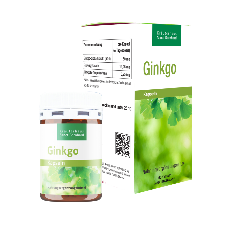 Viên Uống Hỗ Trợ Não Bộ Sanct Bernhard Ginkgo Kapseln 60 Viên - Tăng Cường Trí Nhớ & Tuần Hoàn Máu Tốt Hơn
