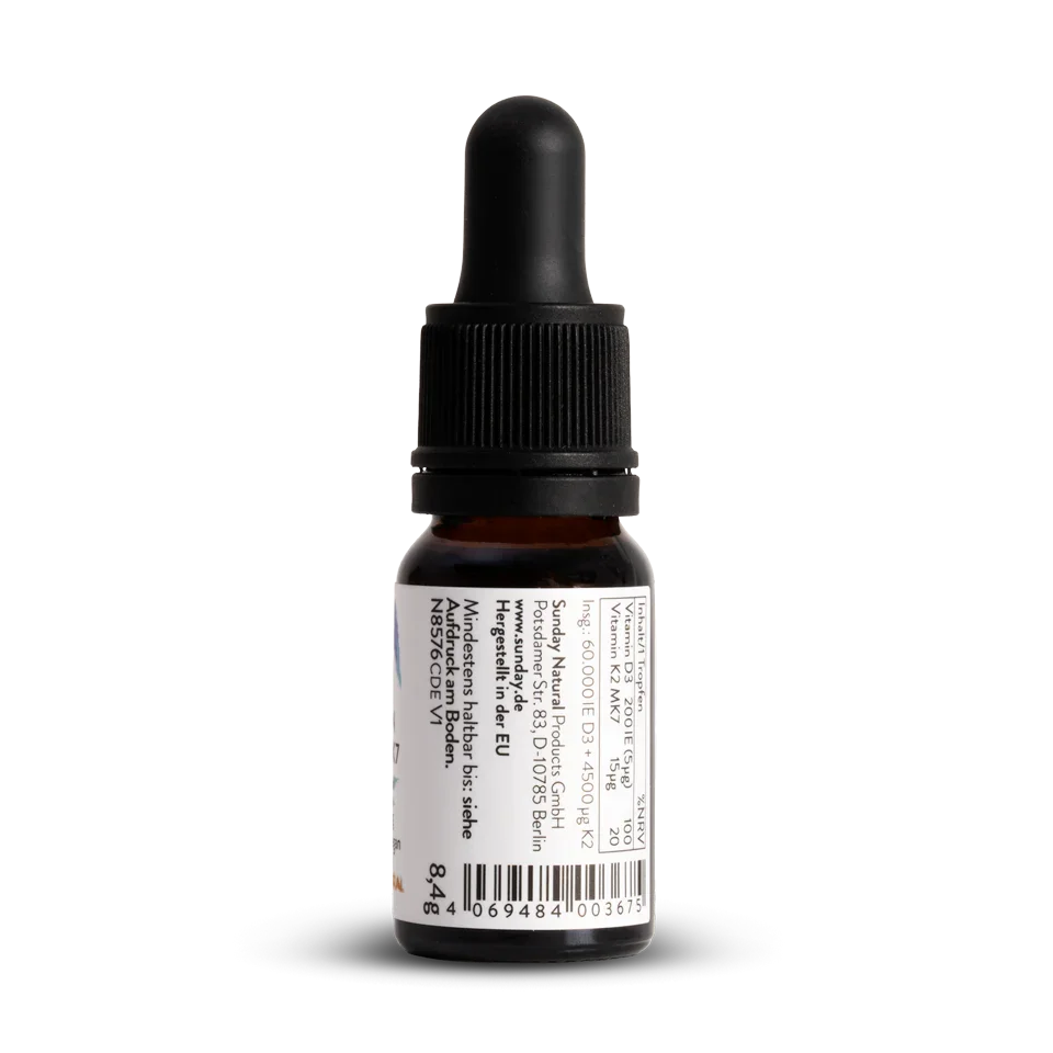 (Hàng nhập khẩu) Vitamin D3 + K2 MK7 200IE Vegan Sunday Natural cho bé 0-4 tuổi