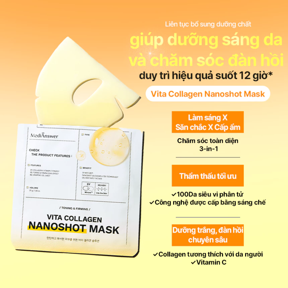 (Hàng nhập khẩu) Hộp 5 mặt nạ thạch Medianswer Vita Collagen NanoShot Mask