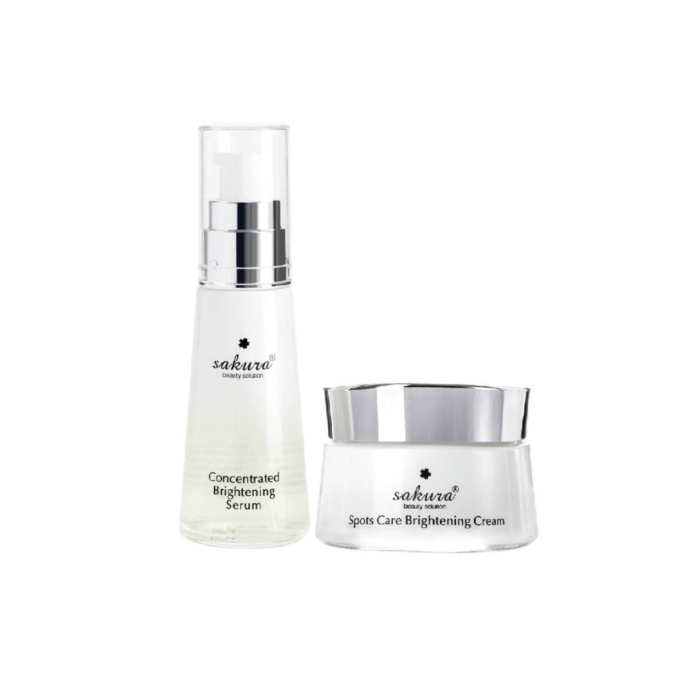 (Hàng nhập khẩu) Bộ 2 món hỗ trợ dưỡng trắng da, ngừa nám Sakura Brightening Set