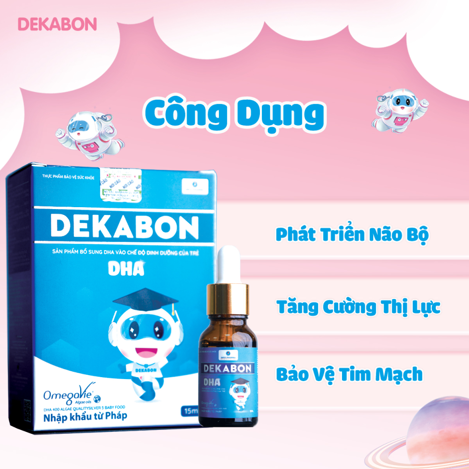 DeKaBON DHA Bổ Sung Phát Triển Não Bộ và Thị Lực Cho Trẻ Em - Từ Tảo Tinh Khiết, 15ml, Hương Vị Ngon Dễ Uống