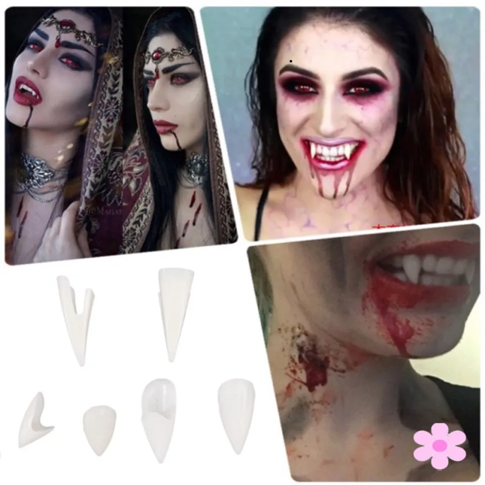 Halloween Ma Cà Rồng Răng Hàm Răng Giả Răng Giả Nhựa Fangs Với Keo Chắc ...
