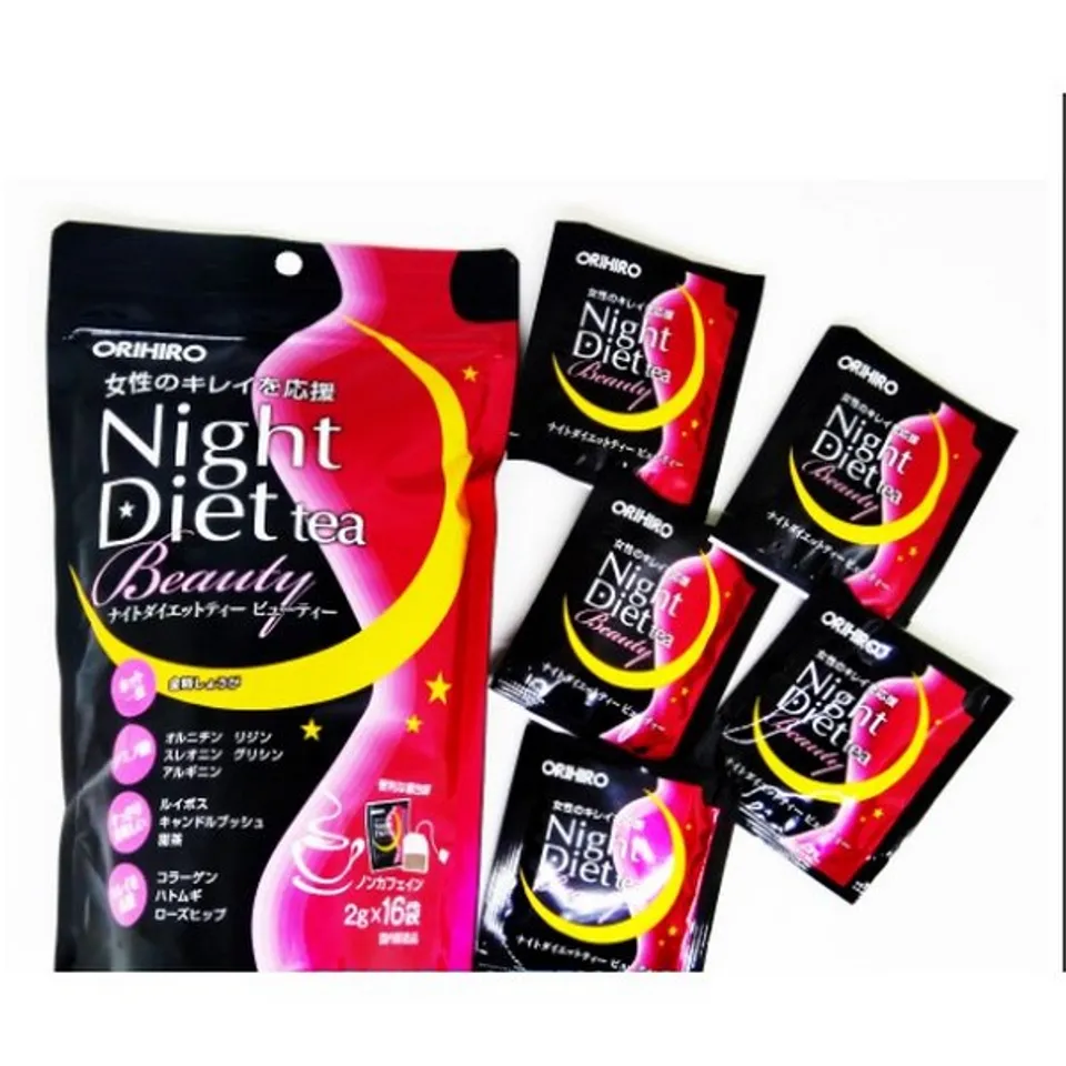 Trà Giảm Cân Ban Đêm Orihiro Night Diet Tea Beauty - Hỗ Trợ Làm Đẹp Da, Giảm Mỡ Bụng, Tích Hợp Collagen, 16 Gói