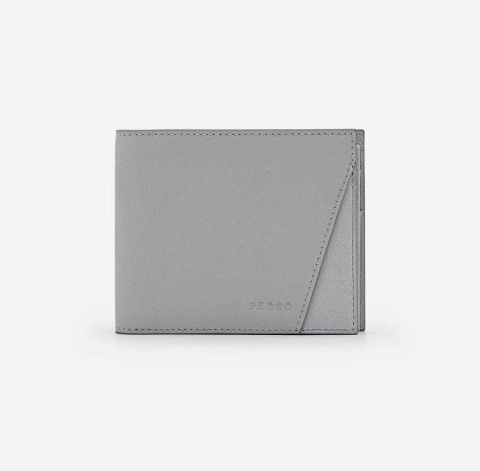 Ví da nam Pedro Leather Bi-Fold Flip Wallet - Light Grey