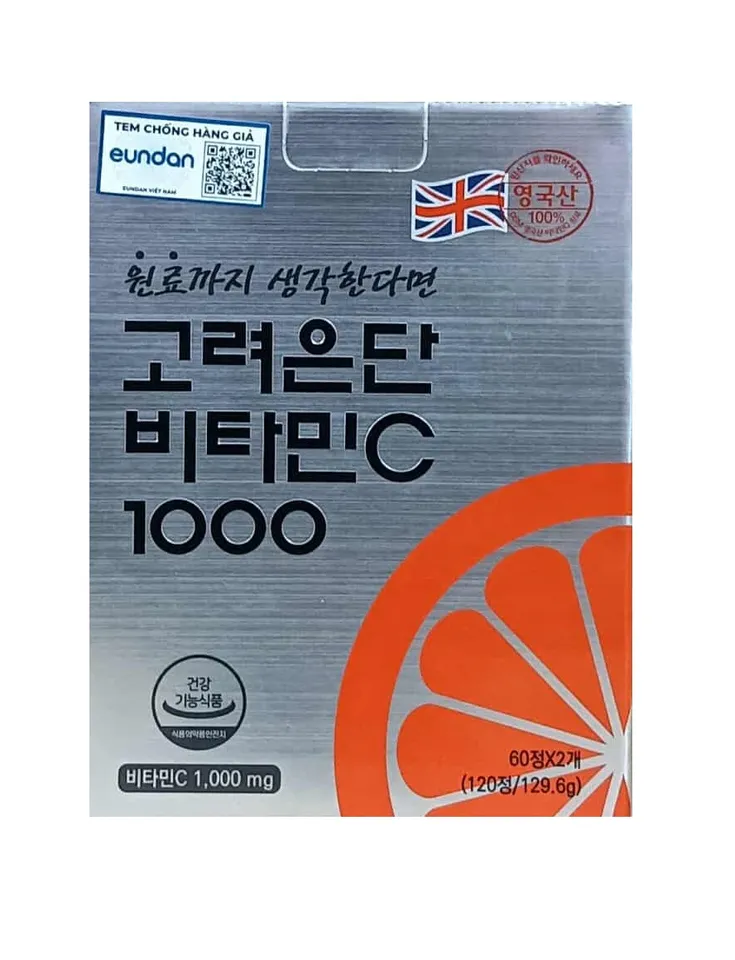 Viên uống Vitamin C 1000mg Korea Eundan - Tăng sức đề kháng, làm đẹp da, Hàng nhập khẩu từ Hàn Quốc, 120 viên