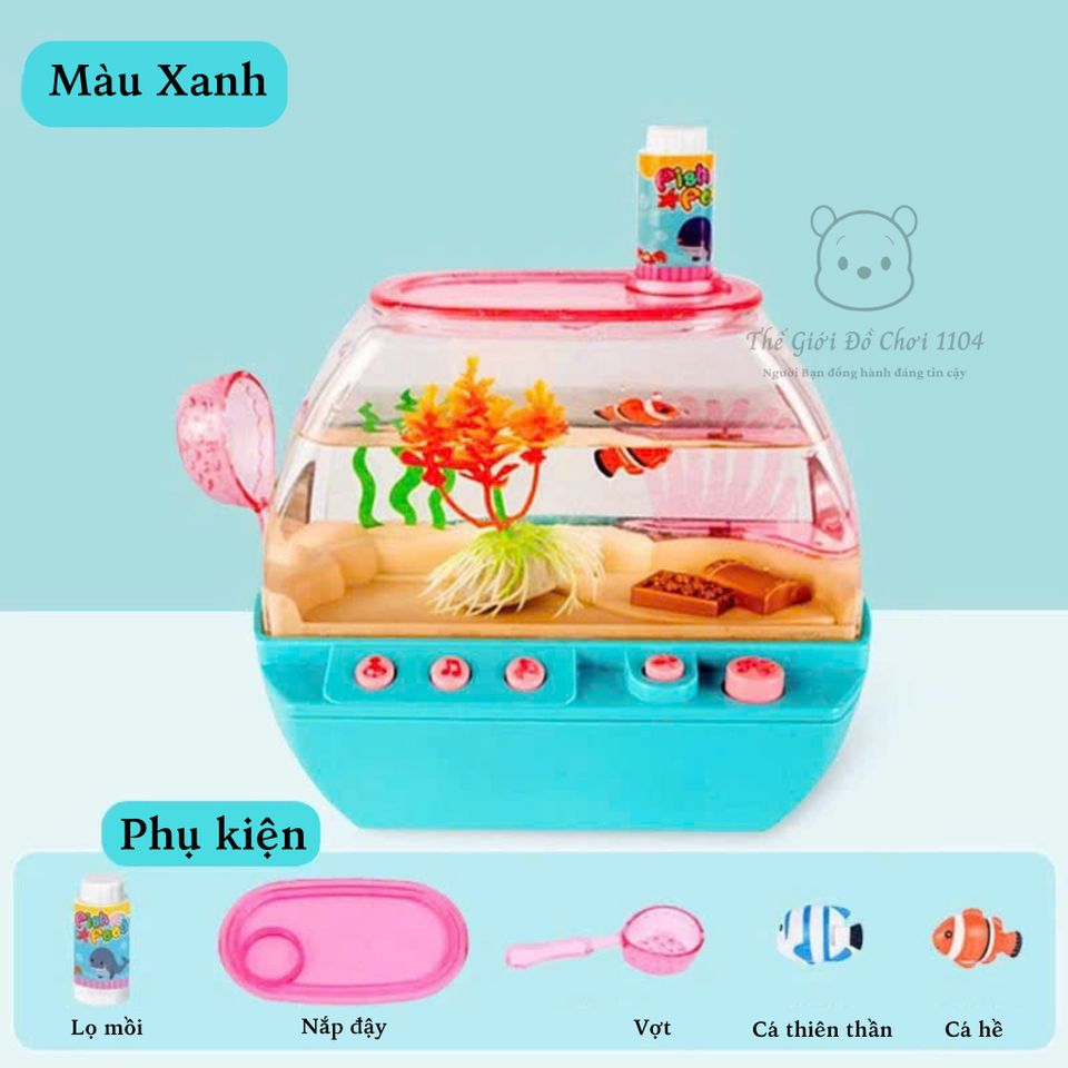Đồ chơi bể cá mini kèm bộ câu cá, phát triển trí tuệ cho bé, hồ cá điện tử mô phỏng đại dương, 85008E - Xanh