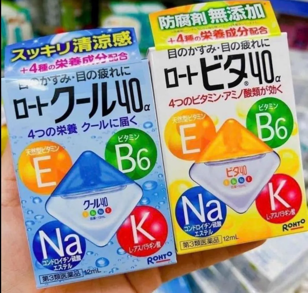 Nước Nhỏ Mắt Rohto Vita 40 Nhật Bản 12ml (Xanh & Vàng) - Giải Pháp Cho Mắt Khô, Mệt Mỏi, Phù Hợp Dành Cho Người Dùng Máy Tính, Vàng dịu nhẹ