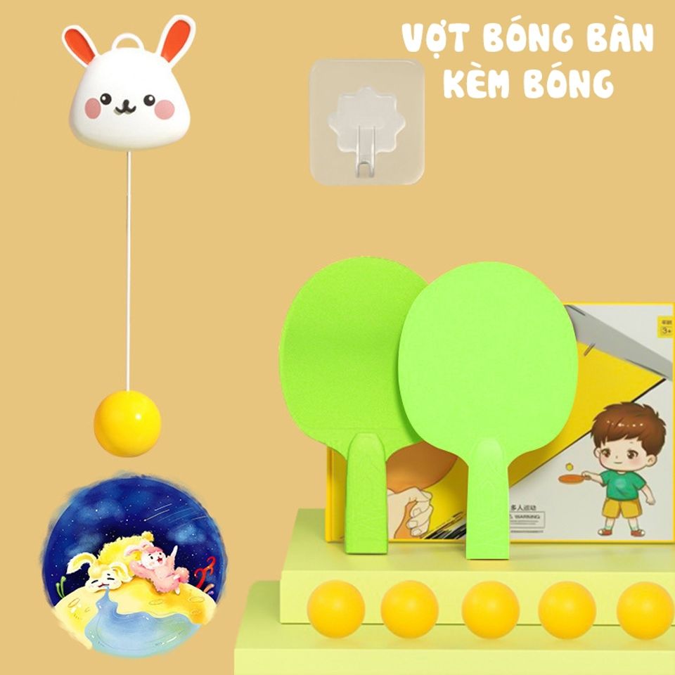 Bộ Đồ Chơi Bóng Bàn Treo Tường Cho Bé - Tăng Phản Xạ, Luyện Đánh Bóng Bàn Vận Động Tại Nhà, Thú Vị Và Giáo Dục, Thỏ
