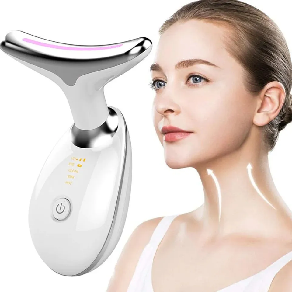 Máy massage nâng cơ mặt Nikio NK-126 - Công nghệ điện di EMS, rung nóng và ánh sáng IPL, Trắng