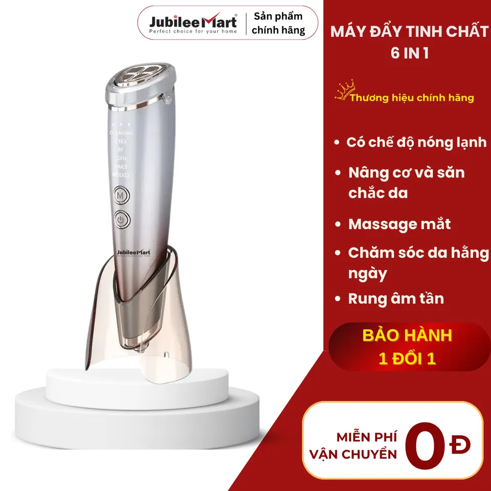 Máy Massage Mặt Nâng Cơ Jubilee Mart Cao Cấp - Rung Âm Tần, 6 Chức Năng Nóng Lạnh, Chăm Sóc Da Mặt, Làm Sạch và Trẻ Hóa Da, 12 THÁNG