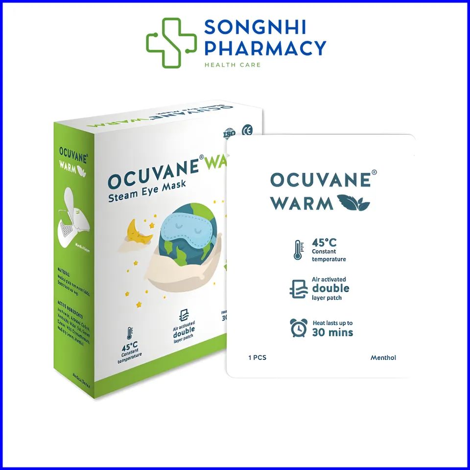 Miếng Chườm Ấm Mắt Ocuvane Warm - Hỗ Trợ Giảm Mỏi Mắt, Khô Mắt, Viêm Bờ Mi - Hàng Chính Hãng [5 Miếng]