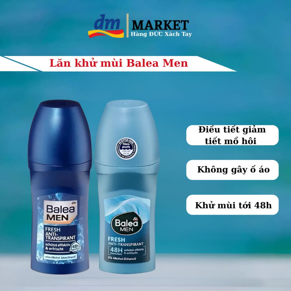 Lăn Khử Mùi Balea Men 50ml - Giảm Tiết Mồ Hôi, Khử Mùi Hiệu Quả, Hàng Đức Chính Hãng