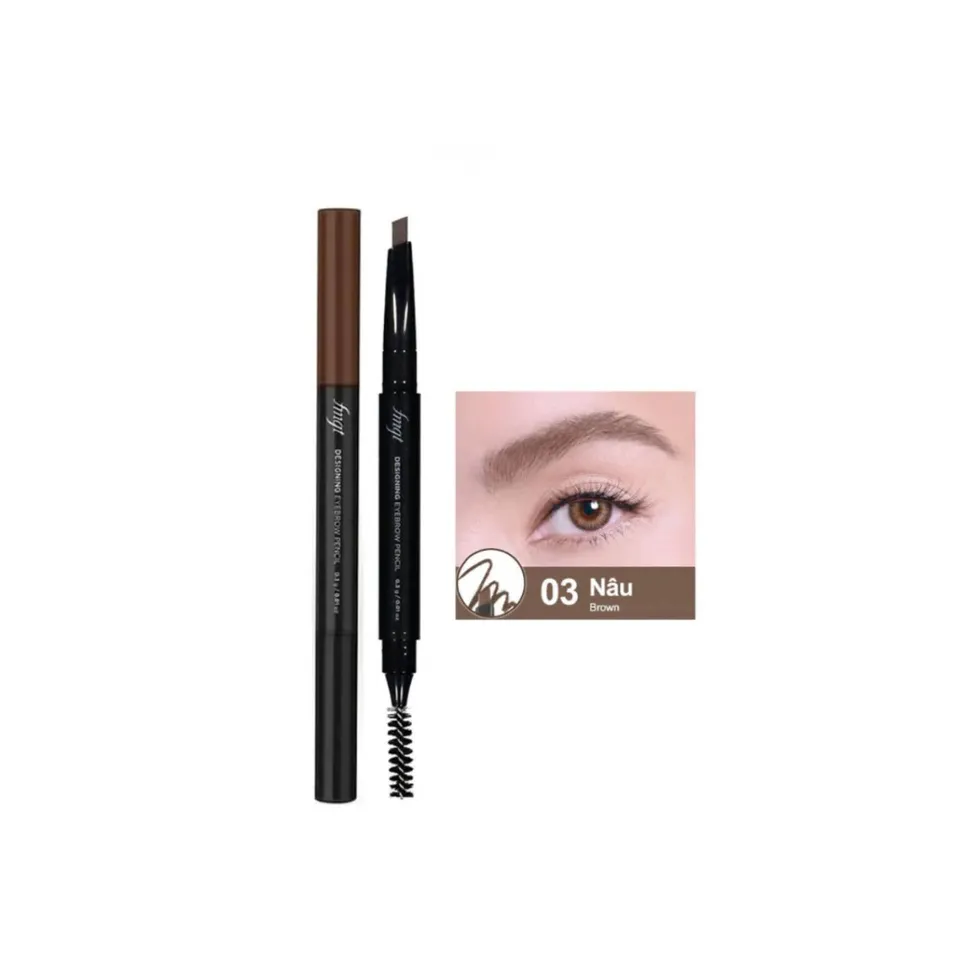 Chì Kẻ Mày 2 Đầu The Face Shop Designing Eyebrow Pencil - Tạo Dáng Mày Tự Nhiên, Nét Chuẩn Xinh, Chống Nước, Dễ Dùng, No3: Nâu tự nhiên