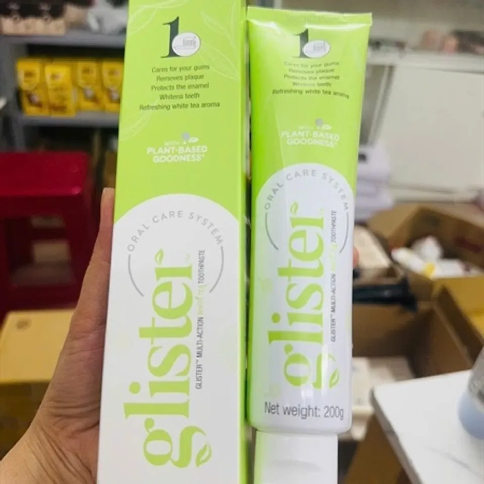Kem đánh răng Glister Amway Trà Xanh 200g - Hương trà tự nhiên, kháng khuẩn hiệu quả, bảo vệ sức khỏe răng miệng
