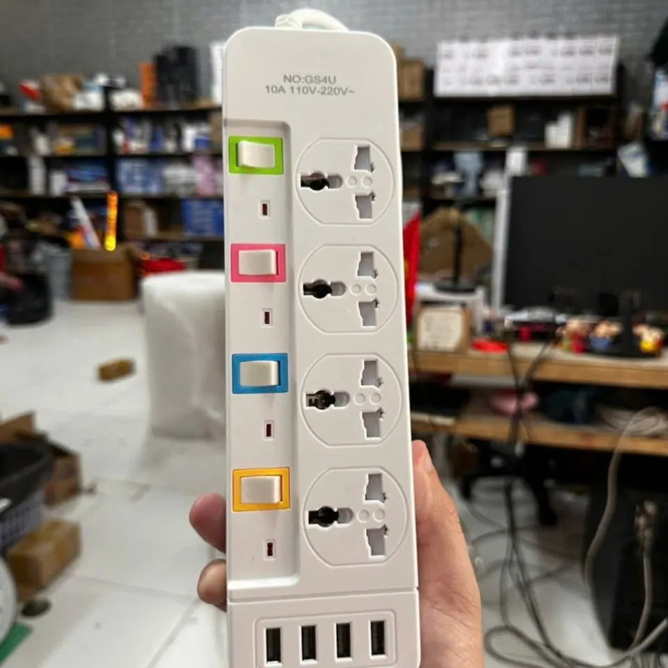Ổ Cắm Điện GS4U - 4 Ổ 4 Cổng USB Chống Giật Dây 2m An Toàn Tiện Lợi Cho Gia Đình - Sạc Nhanh Cho Điện Thoại, Laptop