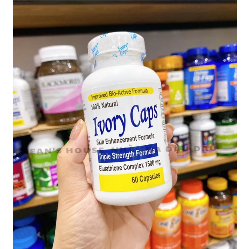 ivory caps glutathione complex 1500 mg Viên uống trắng da 1500mg chai 60 viên từ Mỹ Eye lifting balm Flavour:Strawberry and Lemon 5-AMINO-1MQ - 50MG
