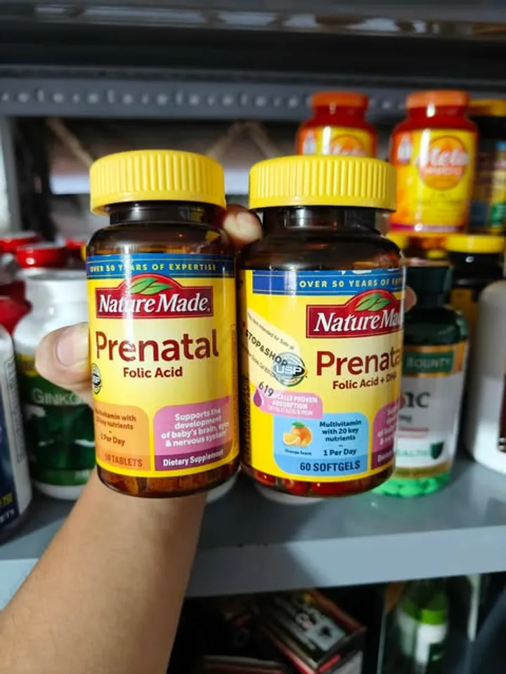 Vitamin cho bà bầu Nature Made Prenatal Multi DHA 200mg, Chai 60 viên