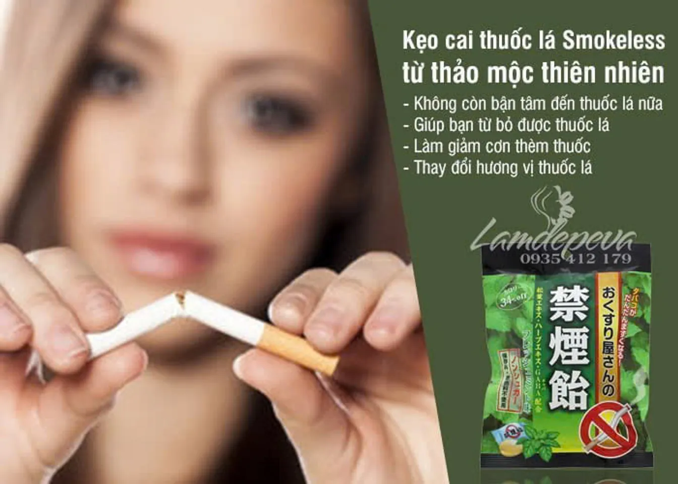 Kẹo Hỗ Trợ Cai Thuốcc Lá Nhật Bản Smokeless - Giải Pháp Hiệu Quả Giúp Bỏ Thuốcc Lá Dễ Dàng, Hương Vị Thơm Ngon, Tiện Lợi Dùng Mọi Lúc