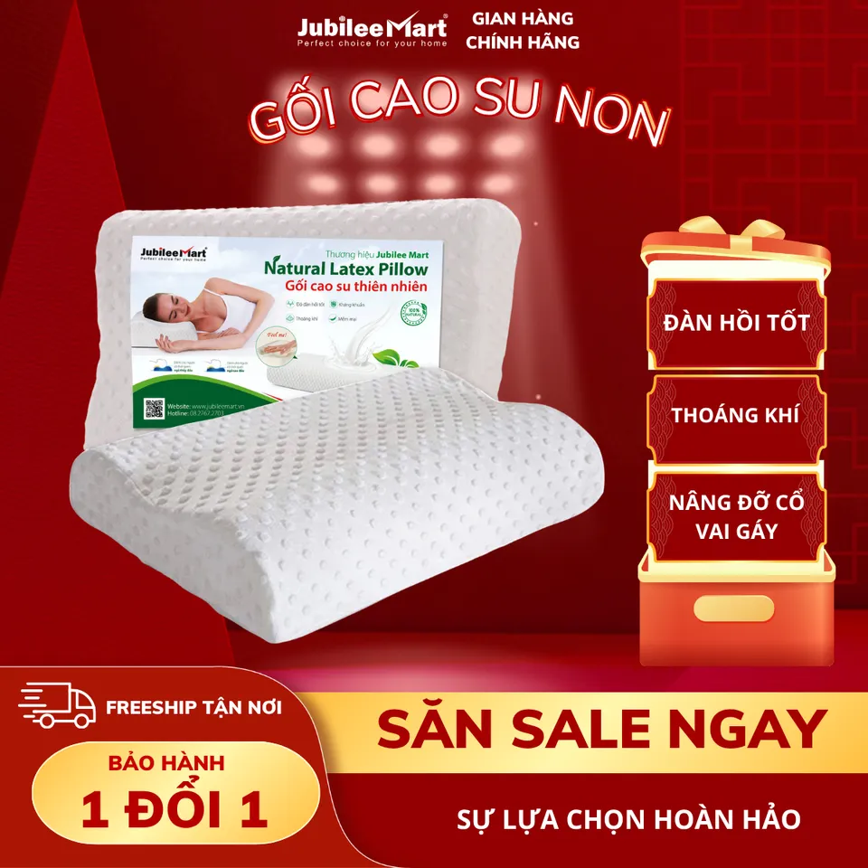 Gối Cao Su Non Cao Cấp – Gối Ngủ Chống Mỏi Cổ, Thấm Hút Tốt, Phù Hợp Mọi Tư Thế