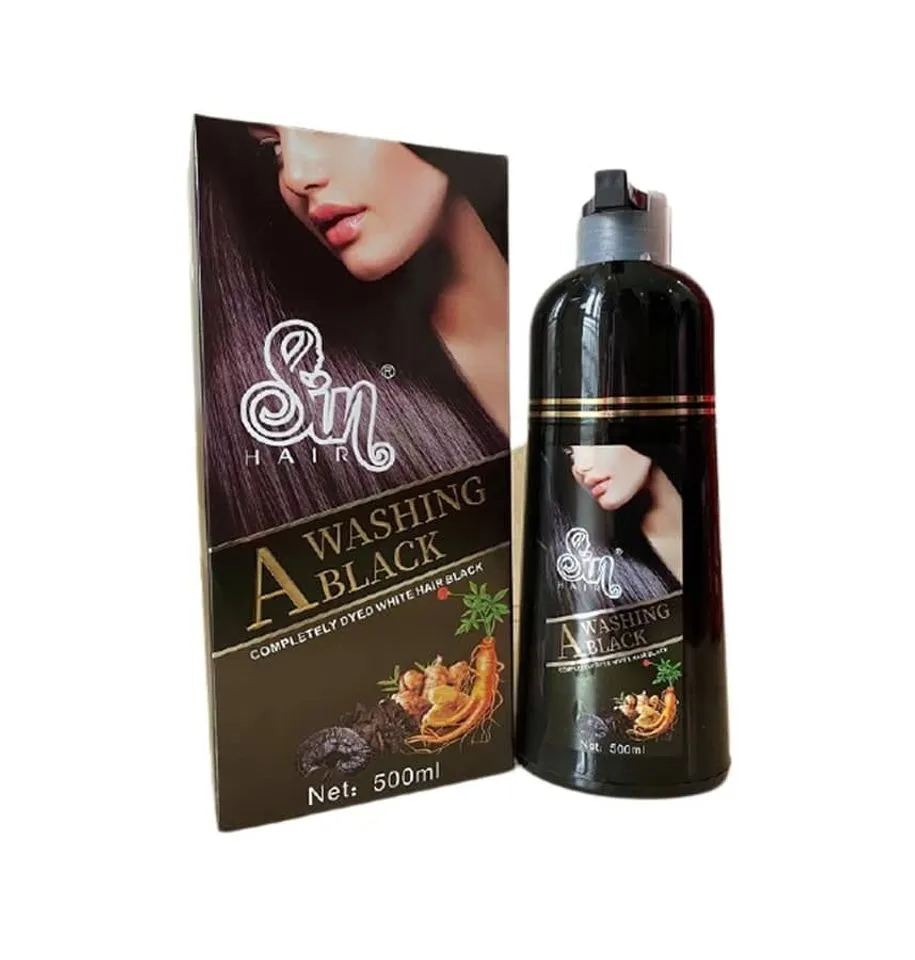 Dầu Gội Phủ Bạc Nhuộm Đen Tóc Sin Hair A Washing Black 500ml Date Xa 