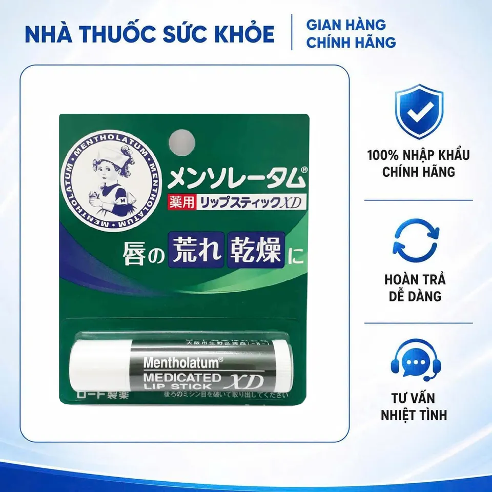 Son Dưỡng Omi Menturm Chính Hãng Nhật Bản - Đẩy Lùi Khô Nẻ Môi, Cung Cấp Độ Ẩm, Hương Bạc Hà Mát Lạnh, 4g