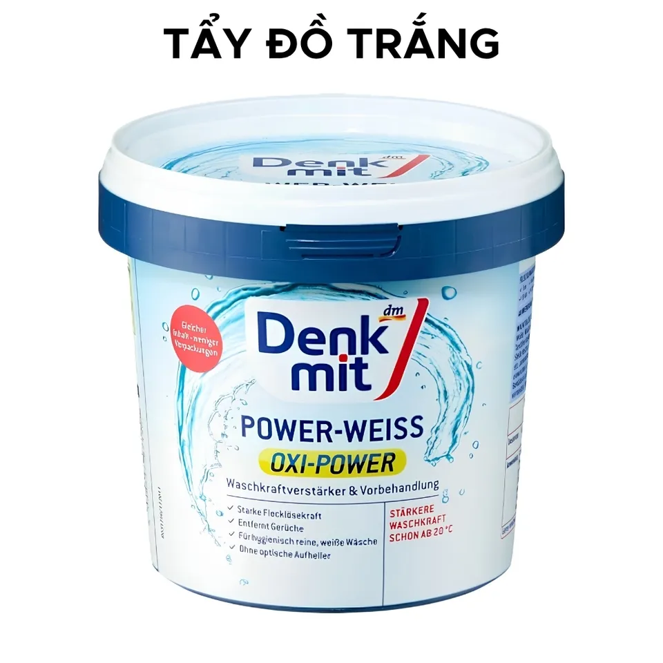 Bột Tẩy Trắng Quần Áo Denkmit Oxi Power - Giải Pháp Tẩy Vết Bẩn và Khử Mùi Hiệu Quả, Hộp 750gr Đức, Đồ trằng
