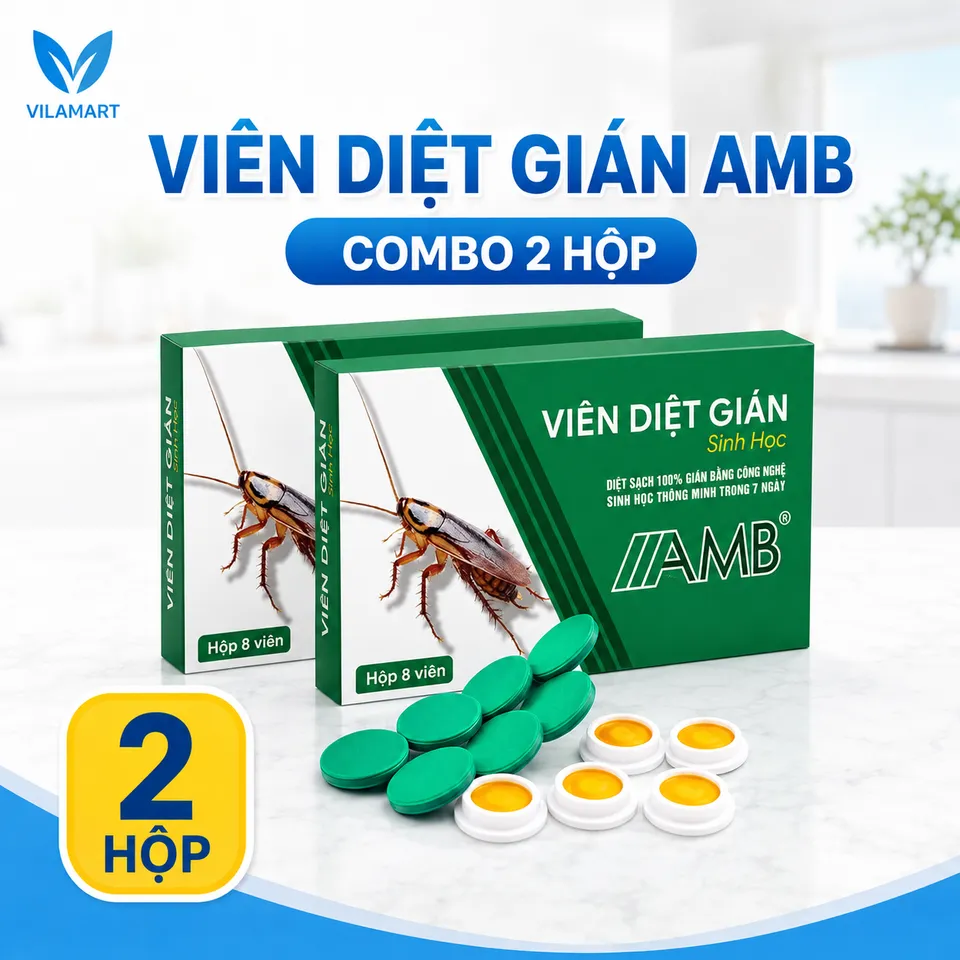 Viên Diệt Gián Sinh Học AMB – Diệt Nhiều Loại Gián, Dễ Sử Dụng, Hiệu Quả Cao, combo 2 hộp