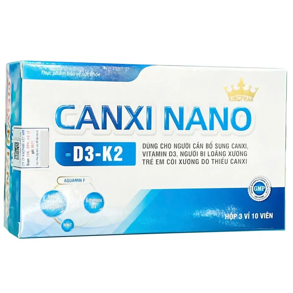 Viên uống Canxi Nano – D3 – K2 Kingphar hỗ trợ bổ sung canxi